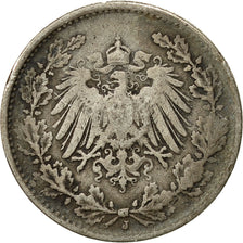 Coin, GERMANY - EMPIRE, 1/2 Mark, 1918, Hambourg, VF(30-35), Silver, KM:17