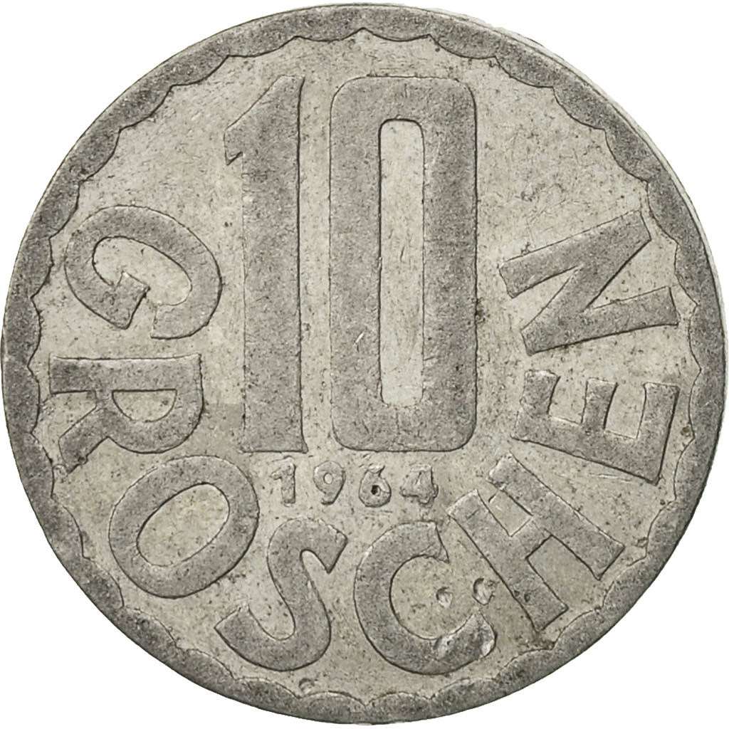 Münze, Österreich, 10 Groschen, 1964, Vienna, SS, Aluminium, KM:2878