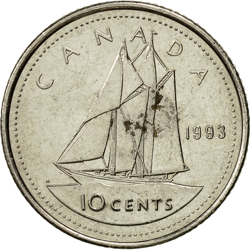 Coin, Canada, Elizabeth II, 10 Cents, 1993, Royal Canadian Mint, Ottawa