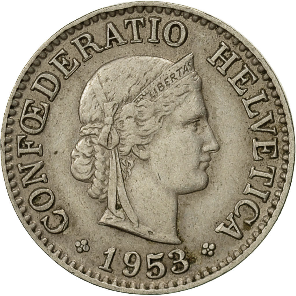 Coin, Switzerland, 10 Rappen, 1953, Bern, EF(40-45), Copper-nickel, KM:27