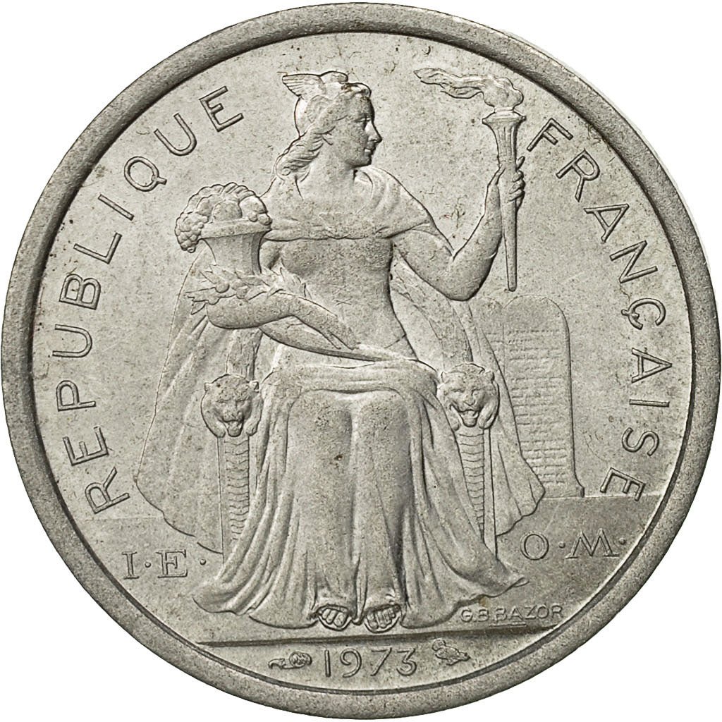 Coin, New Caledonia, 2 Francs, 1973, Paris, AU(55-58), Aluminum, KM:14