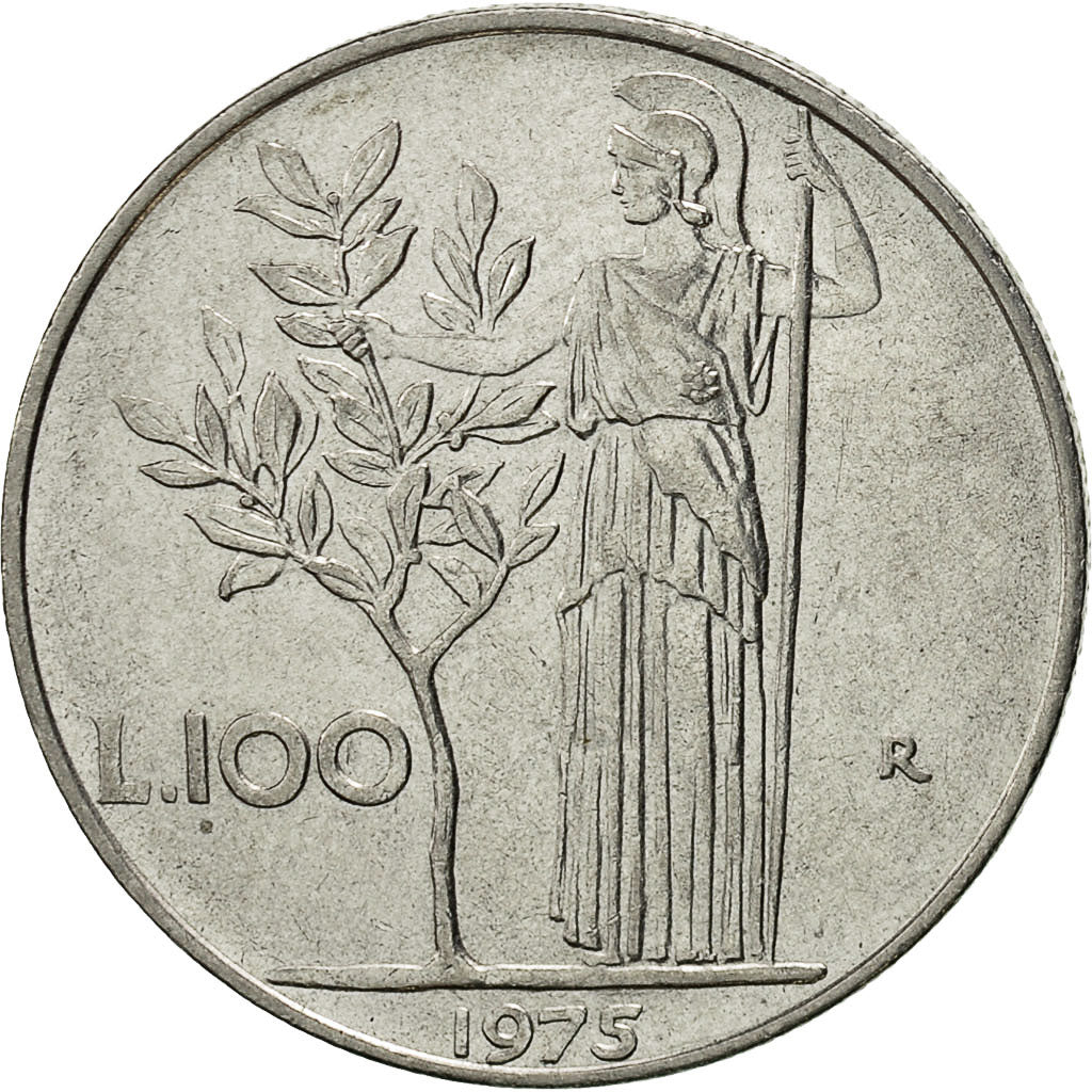 Coin, Italy, 100 Lire, 1975, Rome, EF(40-45), Stainless Steel, KM:96.1