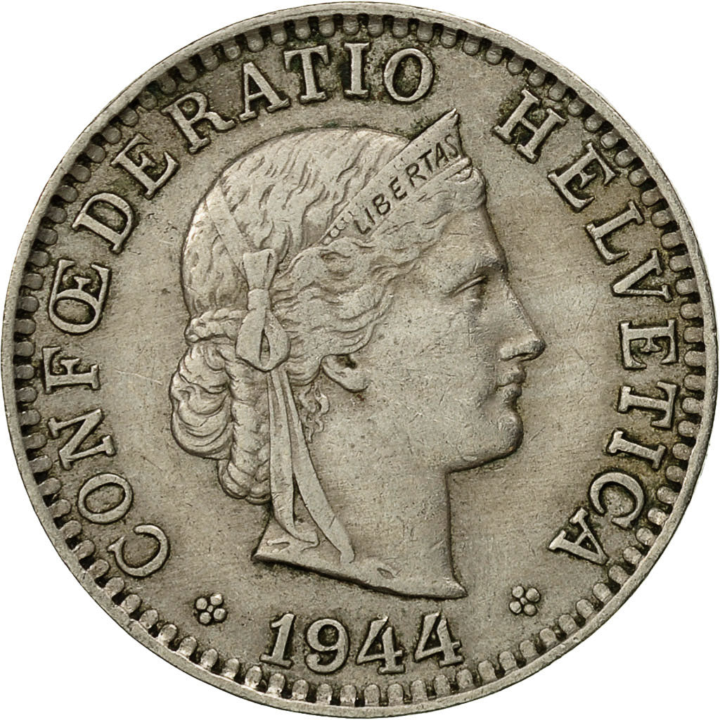 Moneta, Svizzera, 20 Rappen, 1944, Bern, BB, Rame-nichel, KM:29a