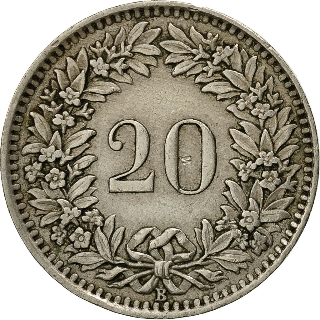 Moneta, Svizzera, 20 Rappen, 1944, Bern, BB, Rame-nichel, KM:29a
