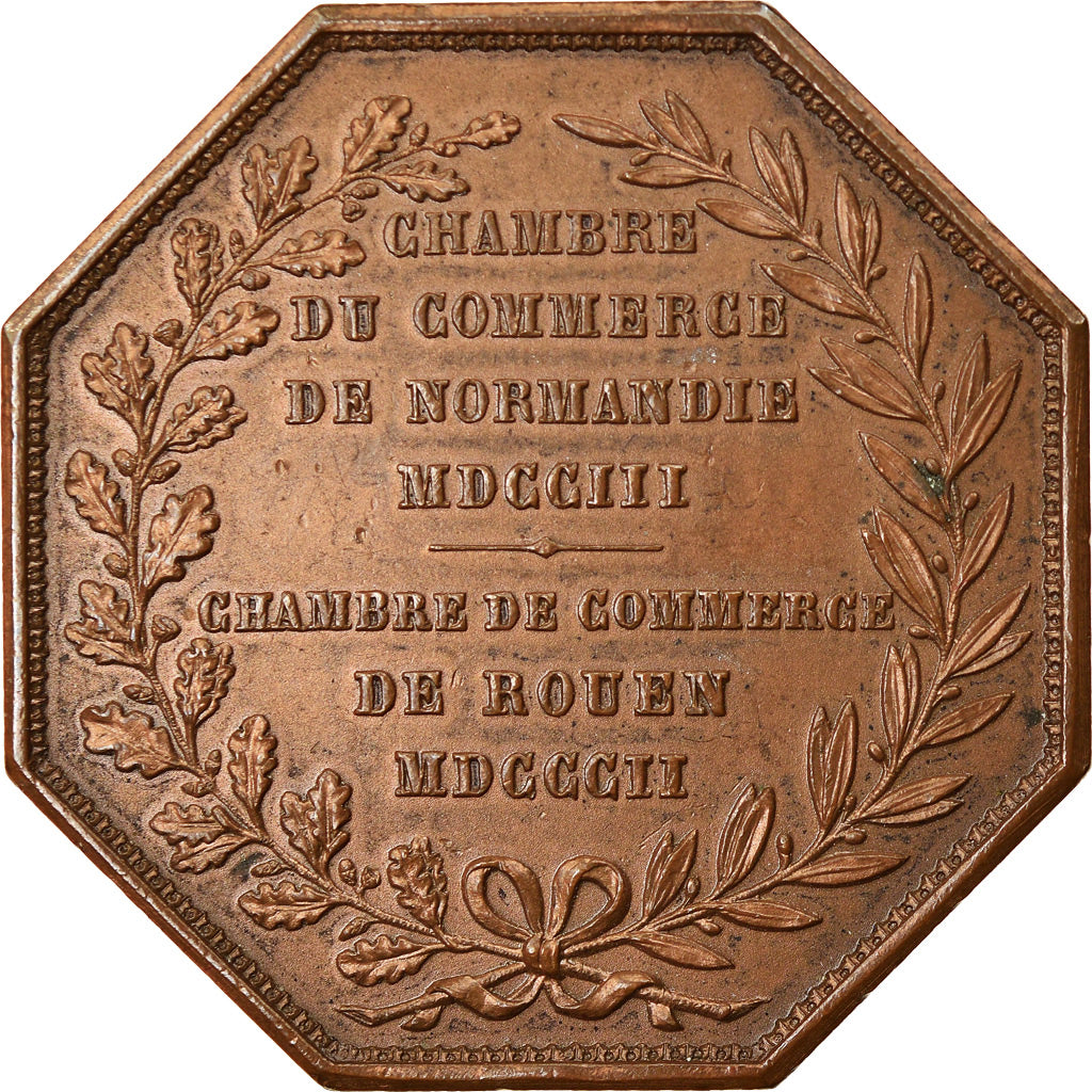 France, Token, Chambre de Commerce de Rouen, 1802, Lecomte, EF(40-45), Bronze