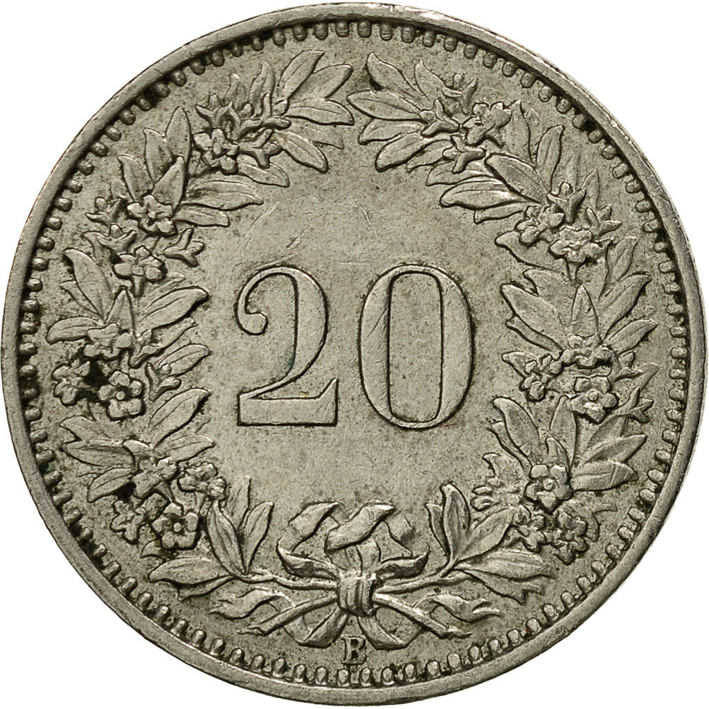 Coin, Switzerland, 20 Rappen, 1960, Bern, EF(40-45), Copper-nickel, KM:29a