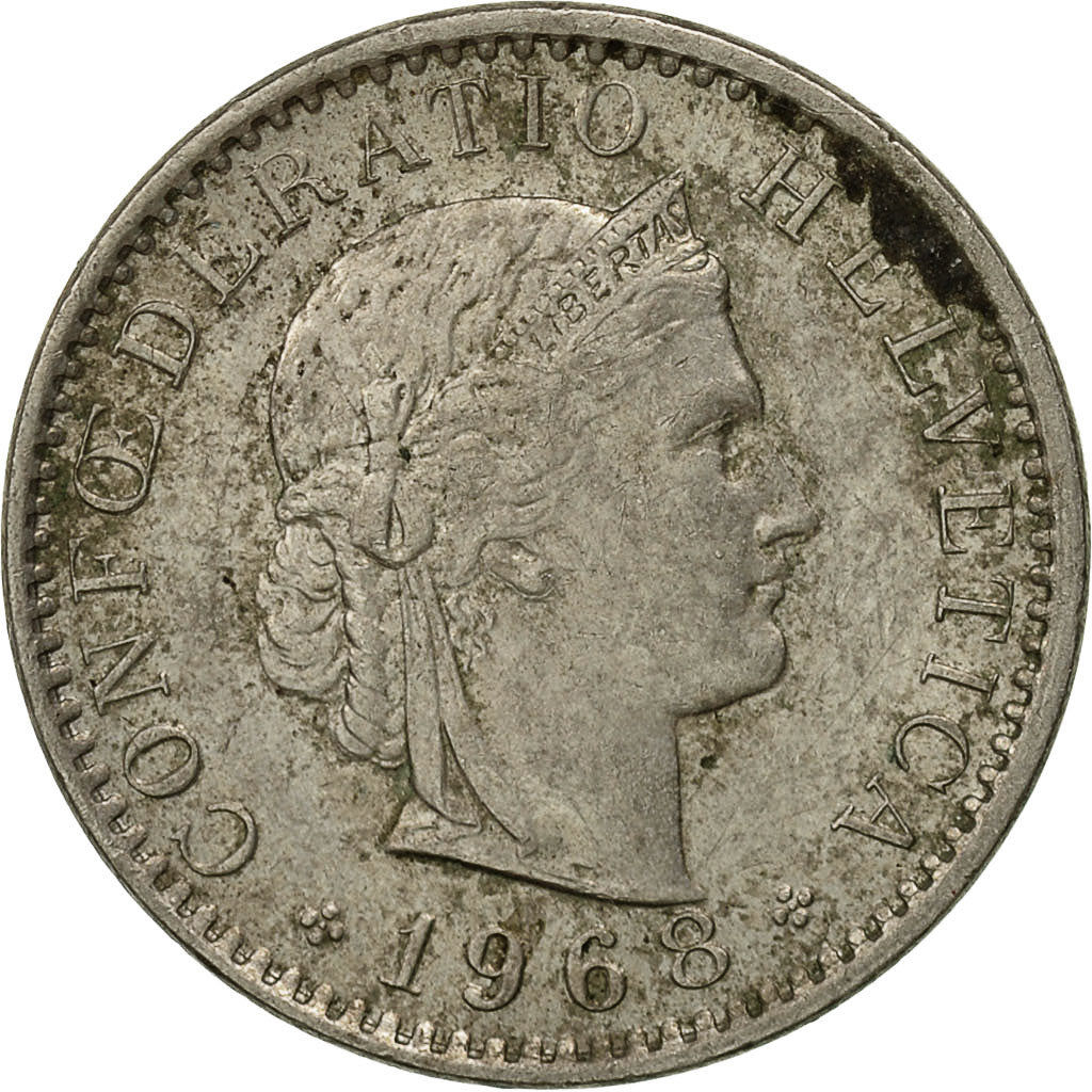 Coin, Switzerland, 20 Rappen, 1968, Bern, EF(40-45), Copper-nickel, KM:29a