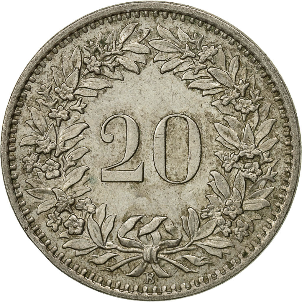 Coin, Switzerland, 20 Rappen, 1968, Bern, EF(40-45), Copper-nickel, KM:29a