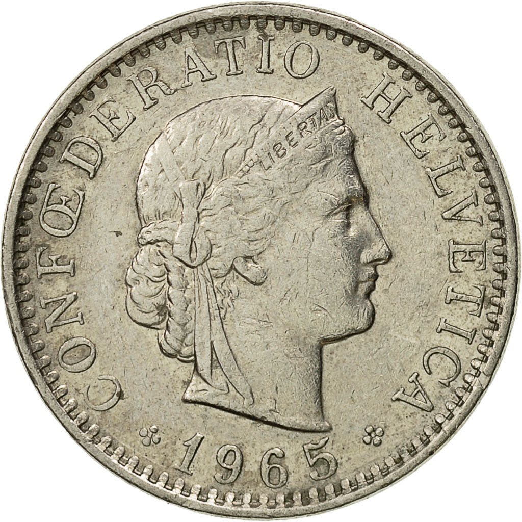 Coin, Switzerland, 20 Rappen, 1965, Bern, EF(40-45), Copper-nickel, KM:29a