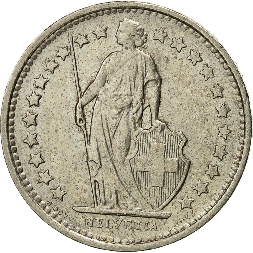 Coin, Switzerland, 1/2 Franc, 1975, Bern, EF(40-45), Copper-nickel, KM:23a.1
