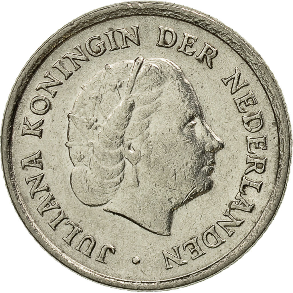 Coin, Netherlands, Juliana, 10 Cents, 1966, EF(40-45), Nickel, KM:182