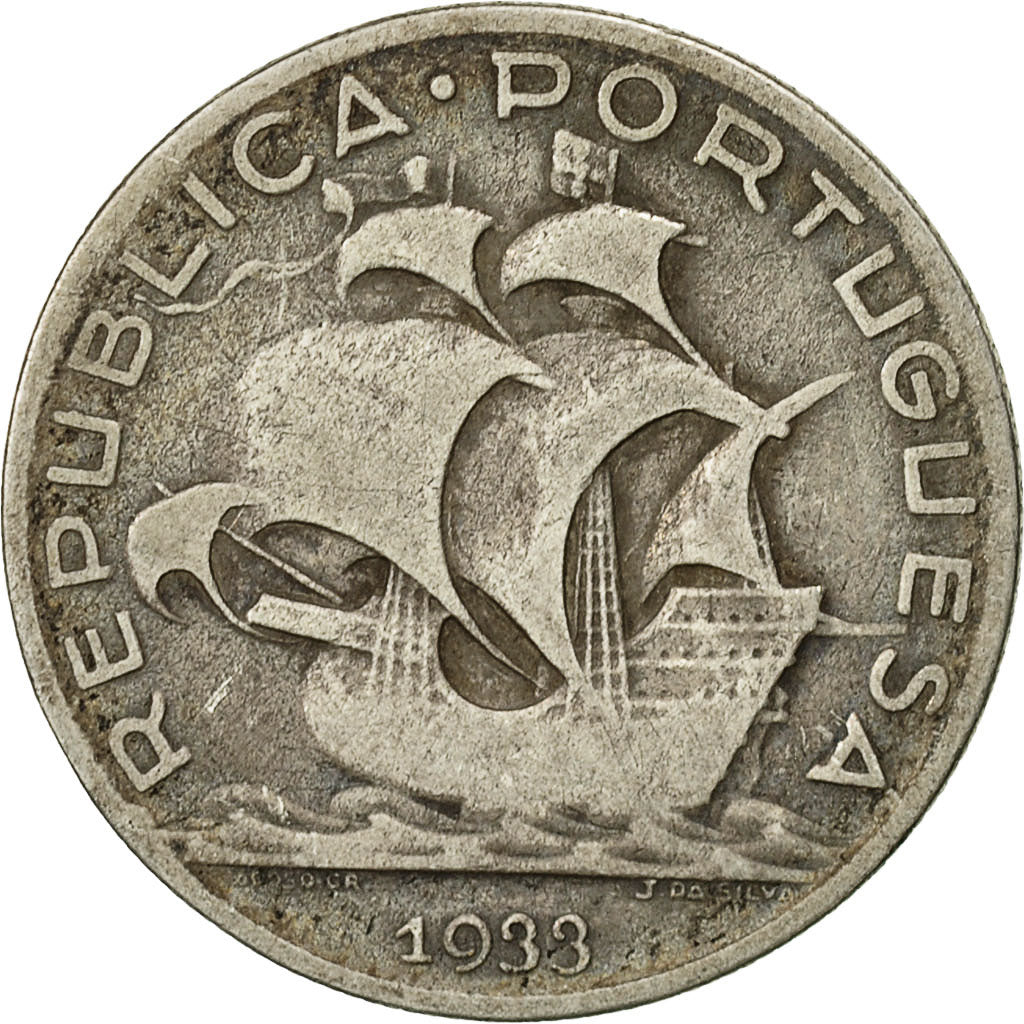 Portugal, 5 Escudos, 1933, VF(30-35), Silver, KM:581