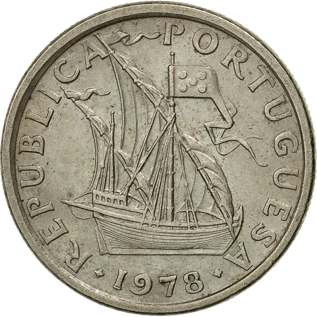 Coin, Portugal, 2-1/2 Escudos, 1978, EF(40-45), Copper-nickel, KM:590