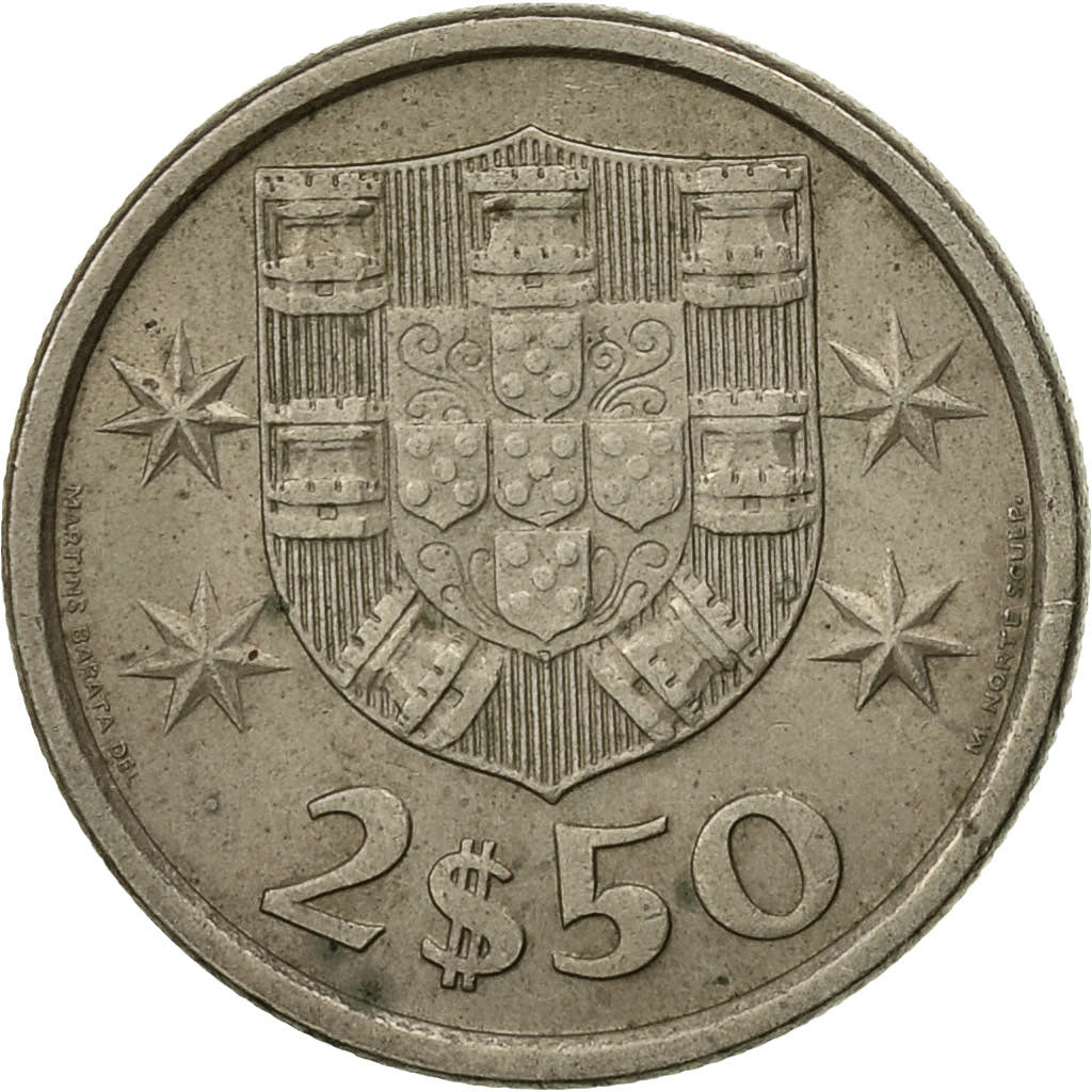 Coin, Portugal, 2-1/2 Escudos, 1978, EF(40-45), Copper-nickel, KM:590