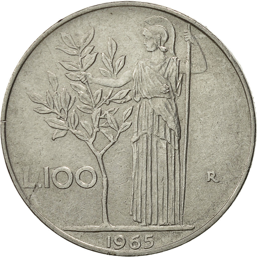 Coin, Italy, 100 Lire, 1965, Rome, EF(40-45), Stainless Steel, KM:96.1