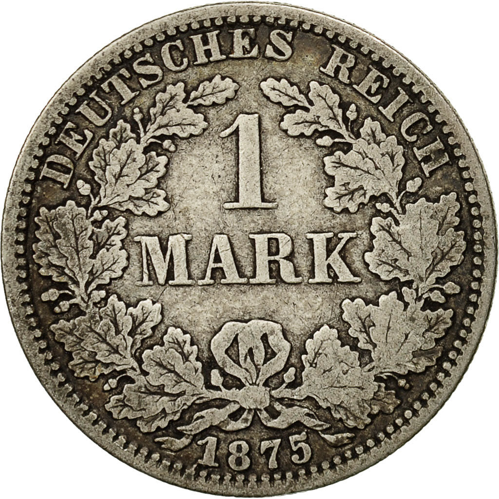 ALEMANIA - IMPERIO, Wilhelm I, Mark, 1875, Berlin, BC+, Plata, KM:7
