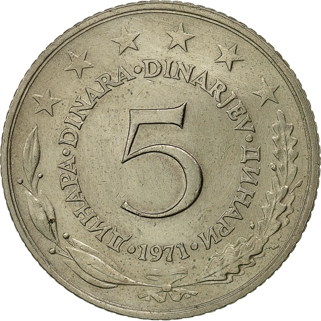 Münze, Jugoslawien, 5 Dinara, 1971, VZ, Copper-Nickel-Zinc, KM:58