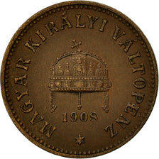 Monnaie, Hongrie, Franz Joseph I, 2 Filler, 1908, Kormoczbanya, TTB, Bronze