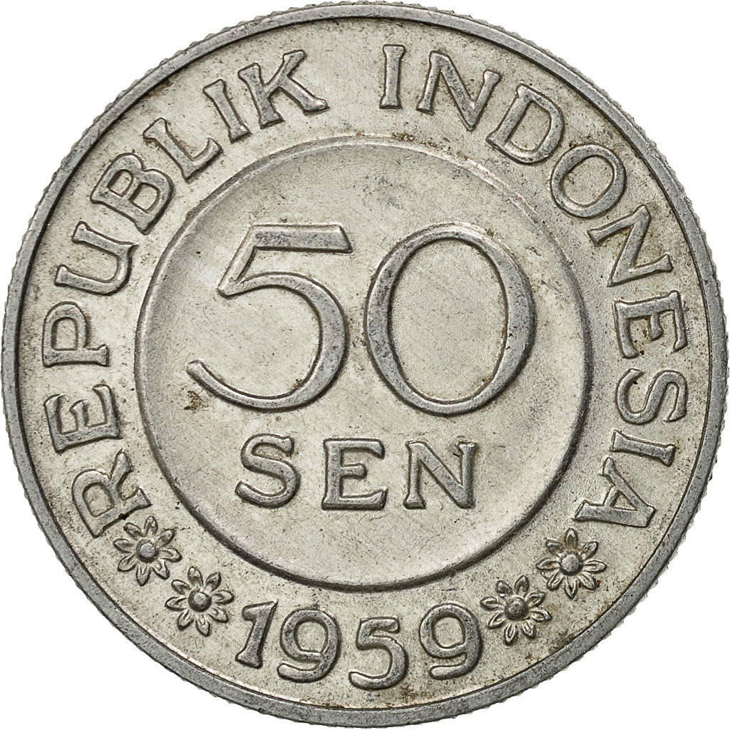 Coin, Indonesia, 50 Sen, 1959, EF(40-45), Aluminum, KM:14