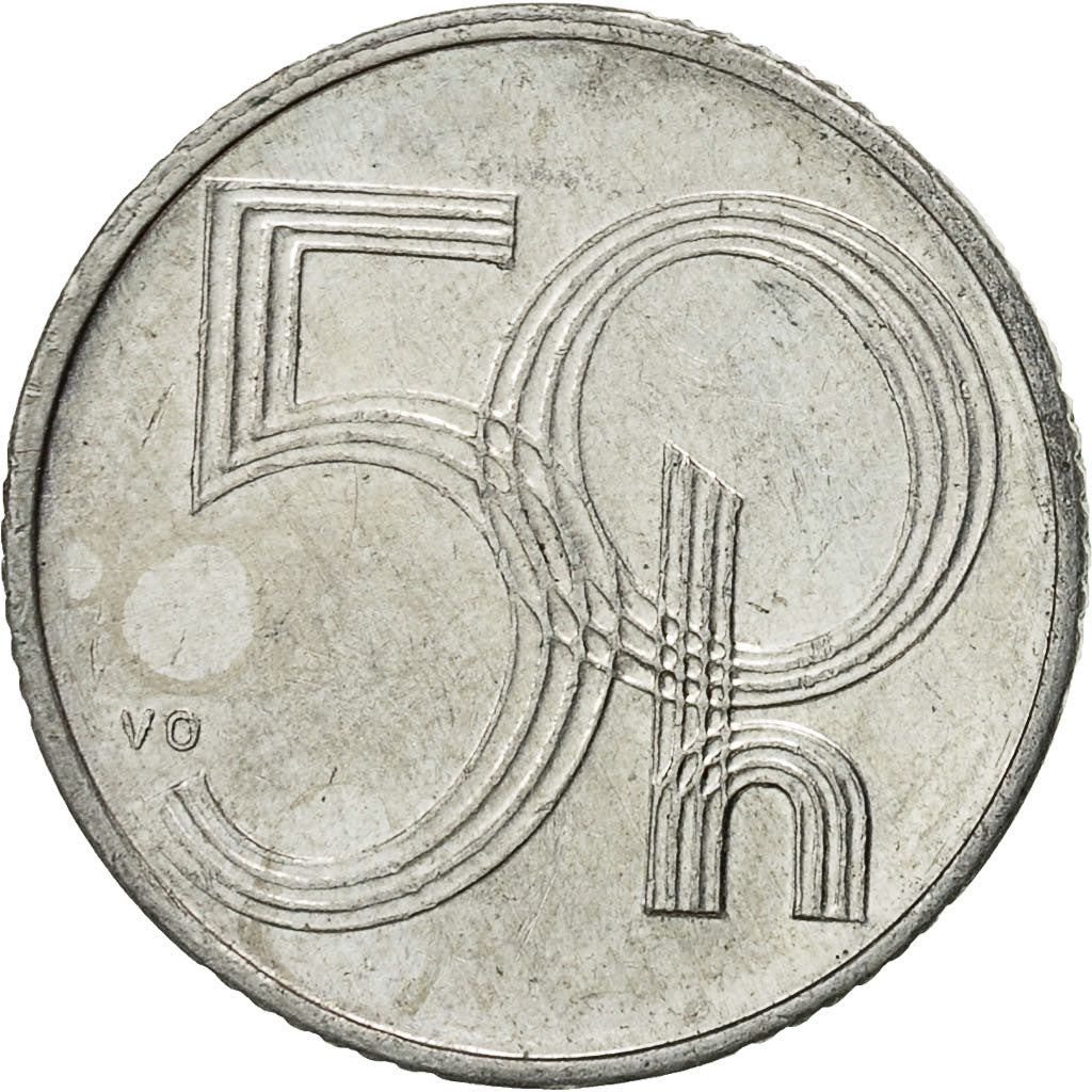 Coin, Czech Republic, 50 Haleru, 1993, AU(50-53), Aluminum, KM:3.1