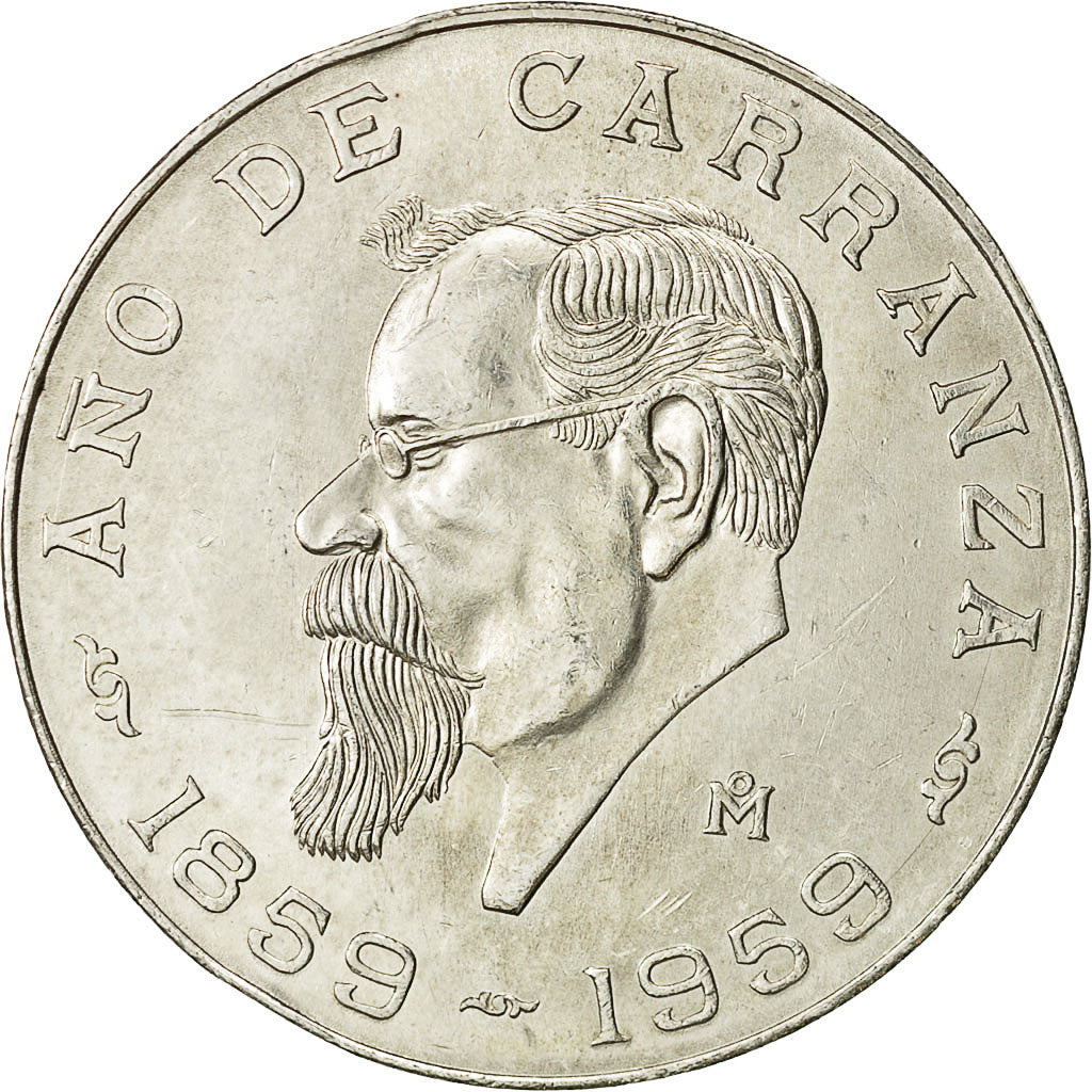 Coin, Mexico, 5 Pesos, 1959, Mexico City, AU(55-58), Silver, KM:471