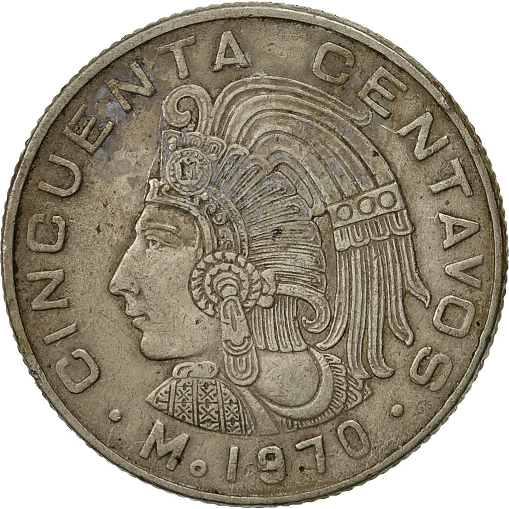 Moneda, México, 50 Centavos, 1970, Mexico City, MBC, Cobre - níquel, KM:452