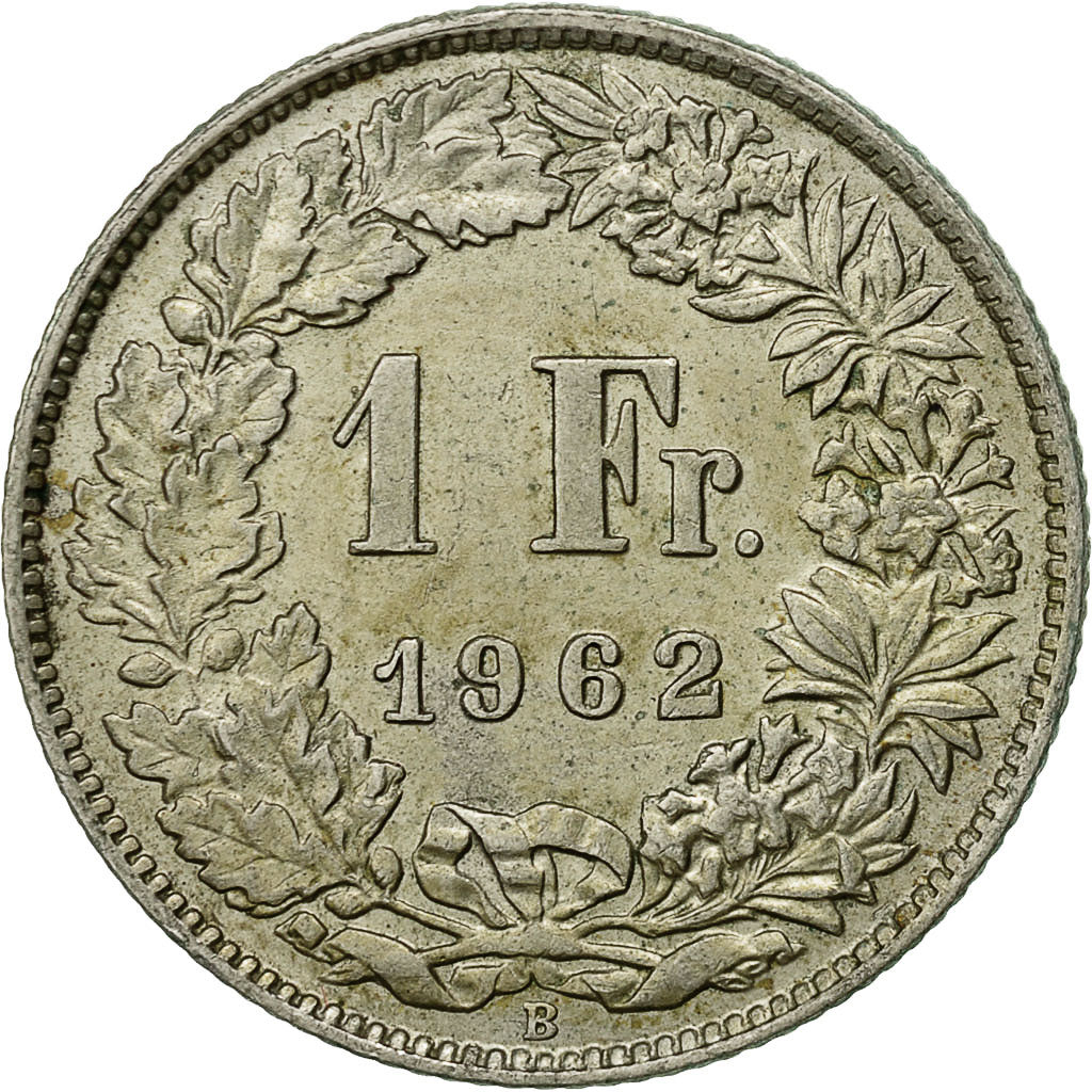 Coin, Switzerland, Franc, 1962, Bern, EF(40-45), Silver, KM:24