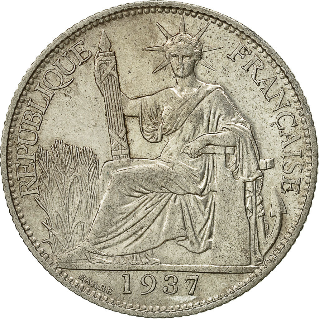 INDOCINA FRANCESE, 20 Cents, 1937, Paris, BB+, Argento, KM:17.2