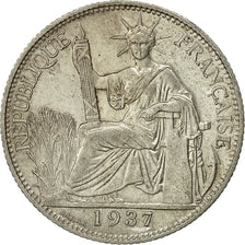 INDOCINA FRANCESE, 20 Cents, 1937, Paris, BB+, Argento, KM:17.2