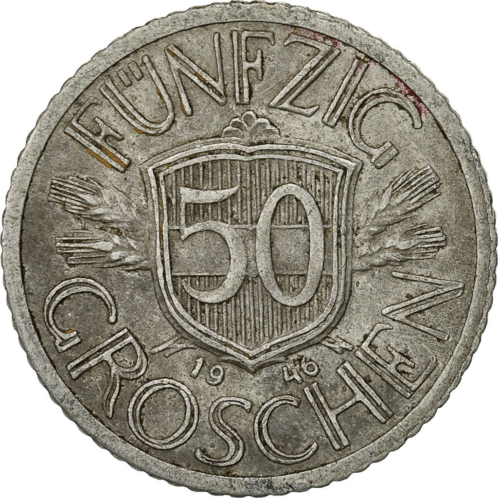 Coin, Austria, 50 Groschen, 1946, VF(30-35), Aluminum, KM:2870