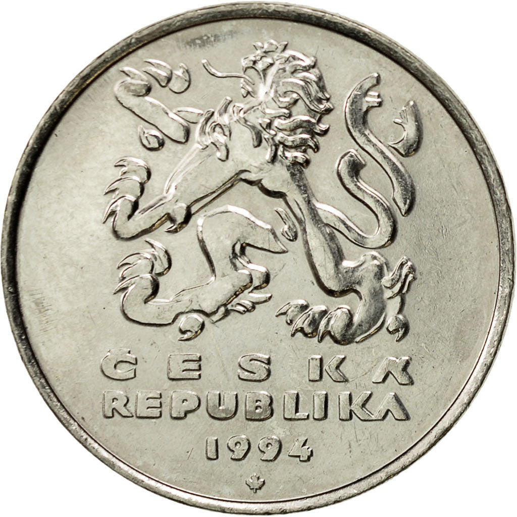 Moneda, República Checa, 5 Korun, 1994, MBC+, Níquel chapado en acero, KM:8