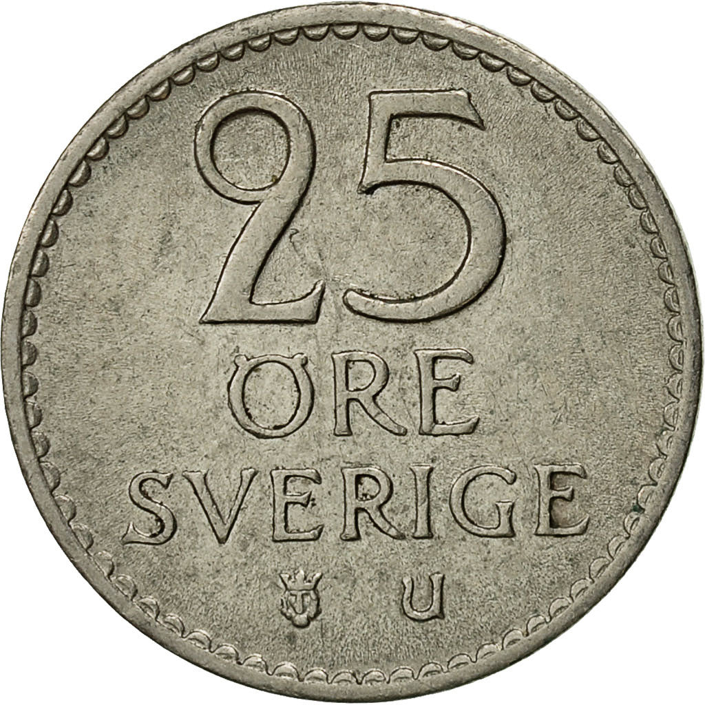 Coin, Sweden, Gustaf VI, 25 Öre, 1967, EF(40-45), Copper-nickel, KM:836