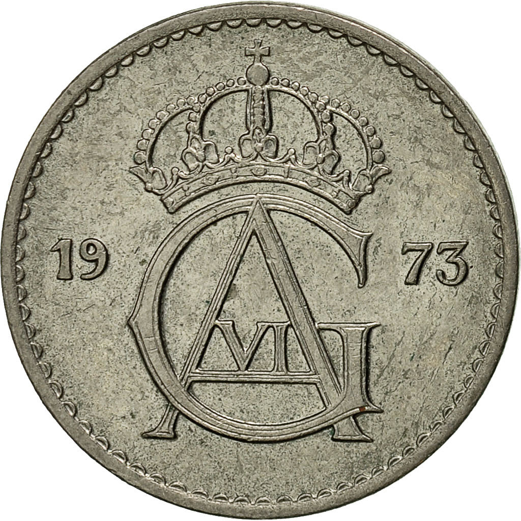 Coin, Sweden, Gustaf VI, 25 Öre, 1973, EF(40-45), Copper-nickel, KM:836