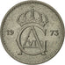Coin, Sweden, Gustaf VI, 25 Öre, 1973, EF(40-45), Copper-nickel, KM:836