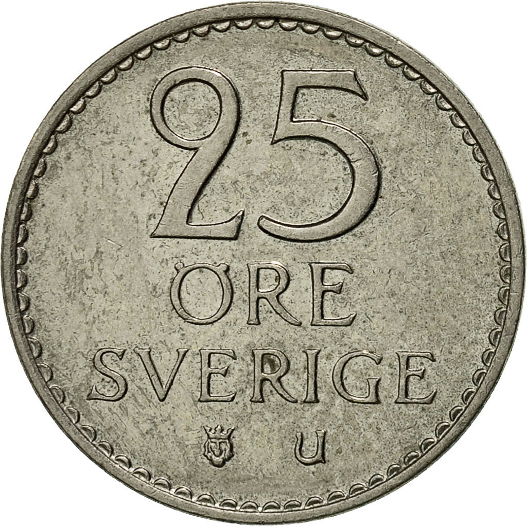 Coin, Sweden, Gustaf VI, 25 Öre, 1973, EF(40-45), Copper-nickel, KM:836
