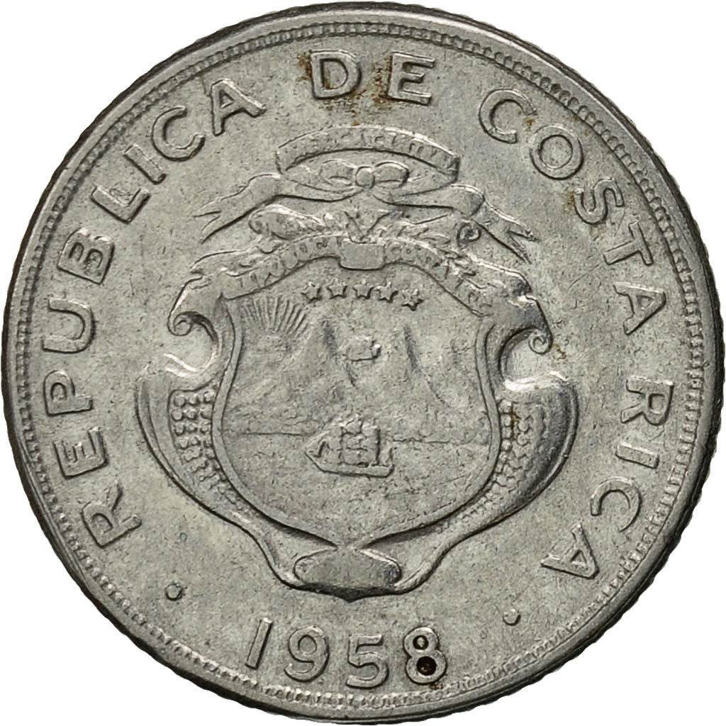 Coin, Costa Rica, 5 Centimos, 1958, AU(50-53), Stainless Steel, KM:184.1a