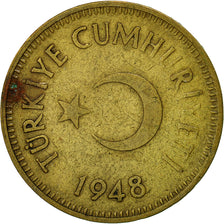 Coin, Turkey, 25 Kurus, 1948, EF(40-45), Brass, KM:886