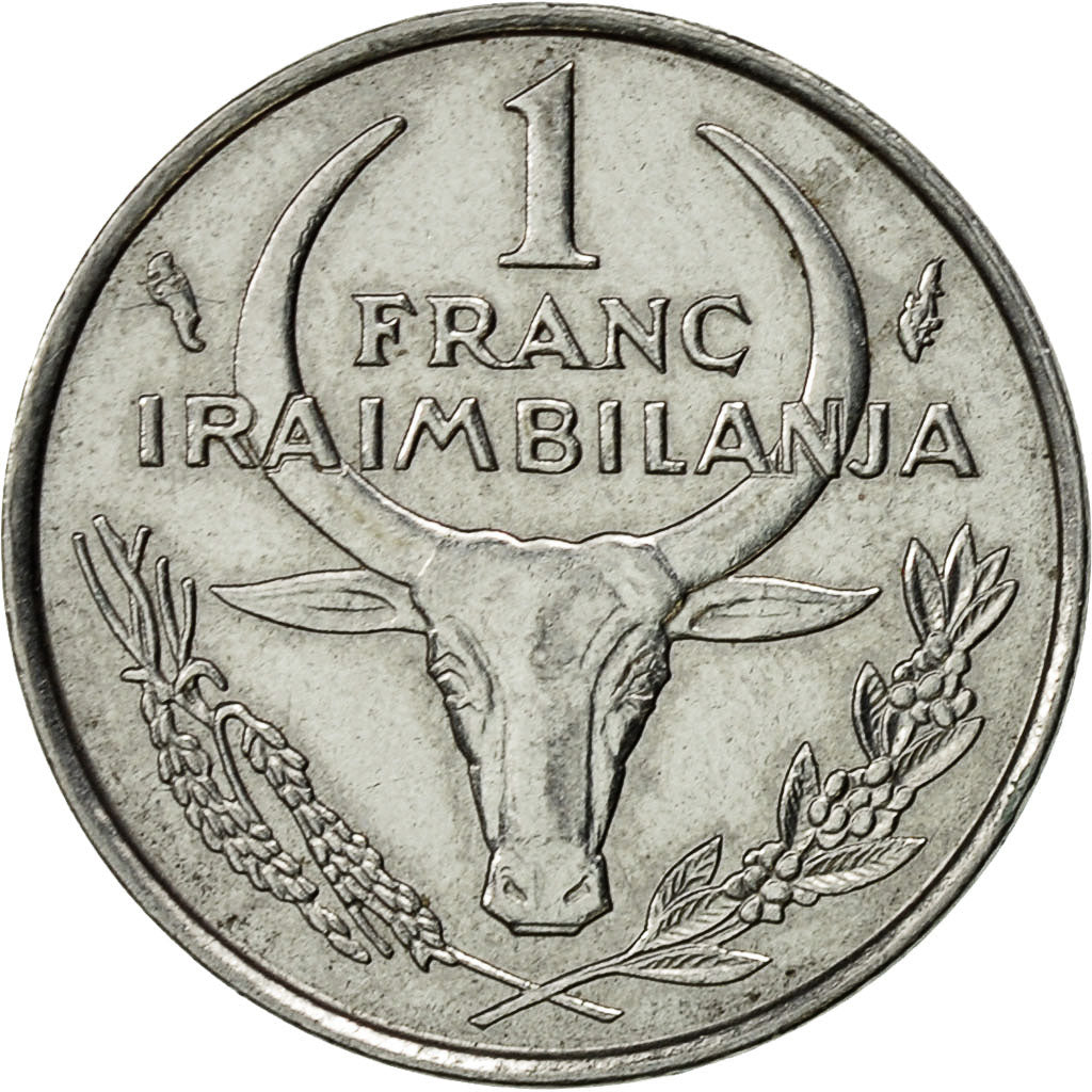 Madagascar, Franc, 1975, Paris, AU(55-58), Stainless Steel, KM:8