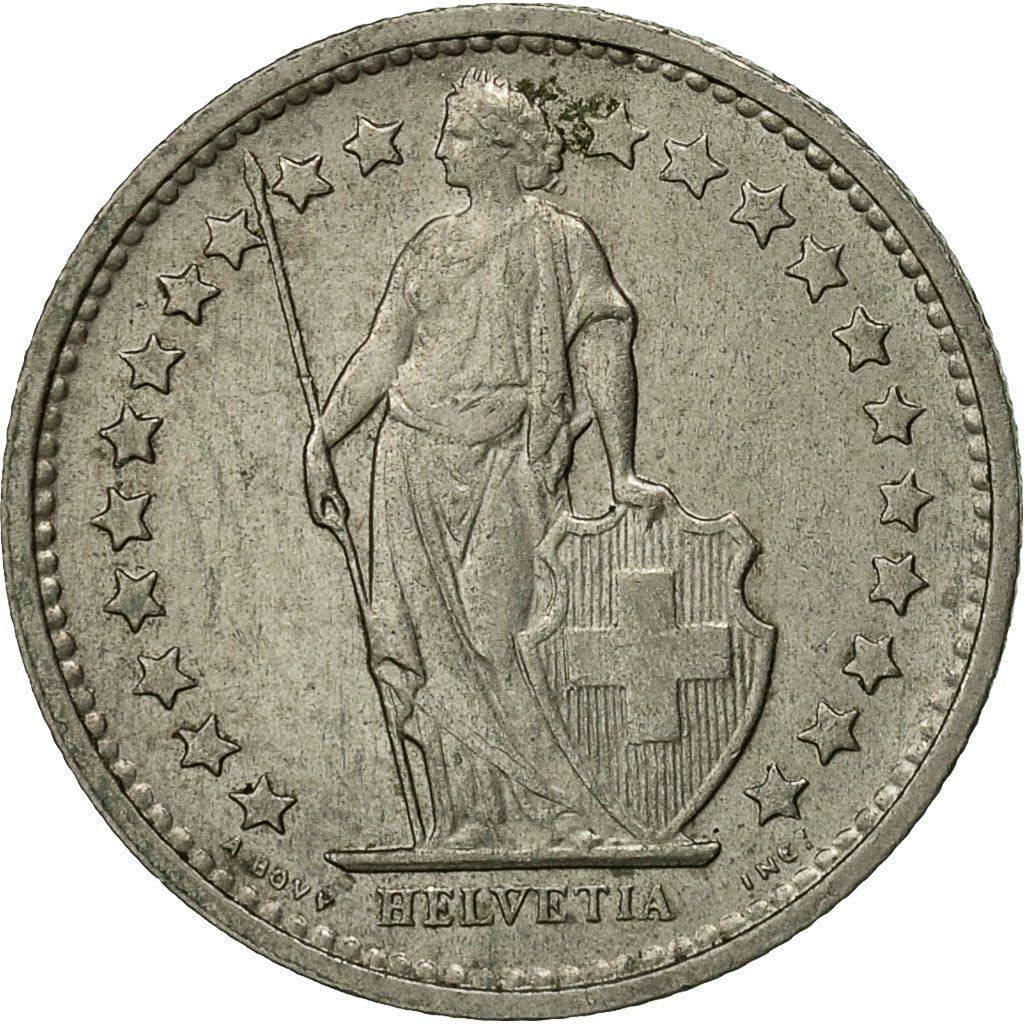 Coin, Switzerland, 1/2 Franc, 1968, Bern, EF(40-45), Copper-nickel, KM:23a.1