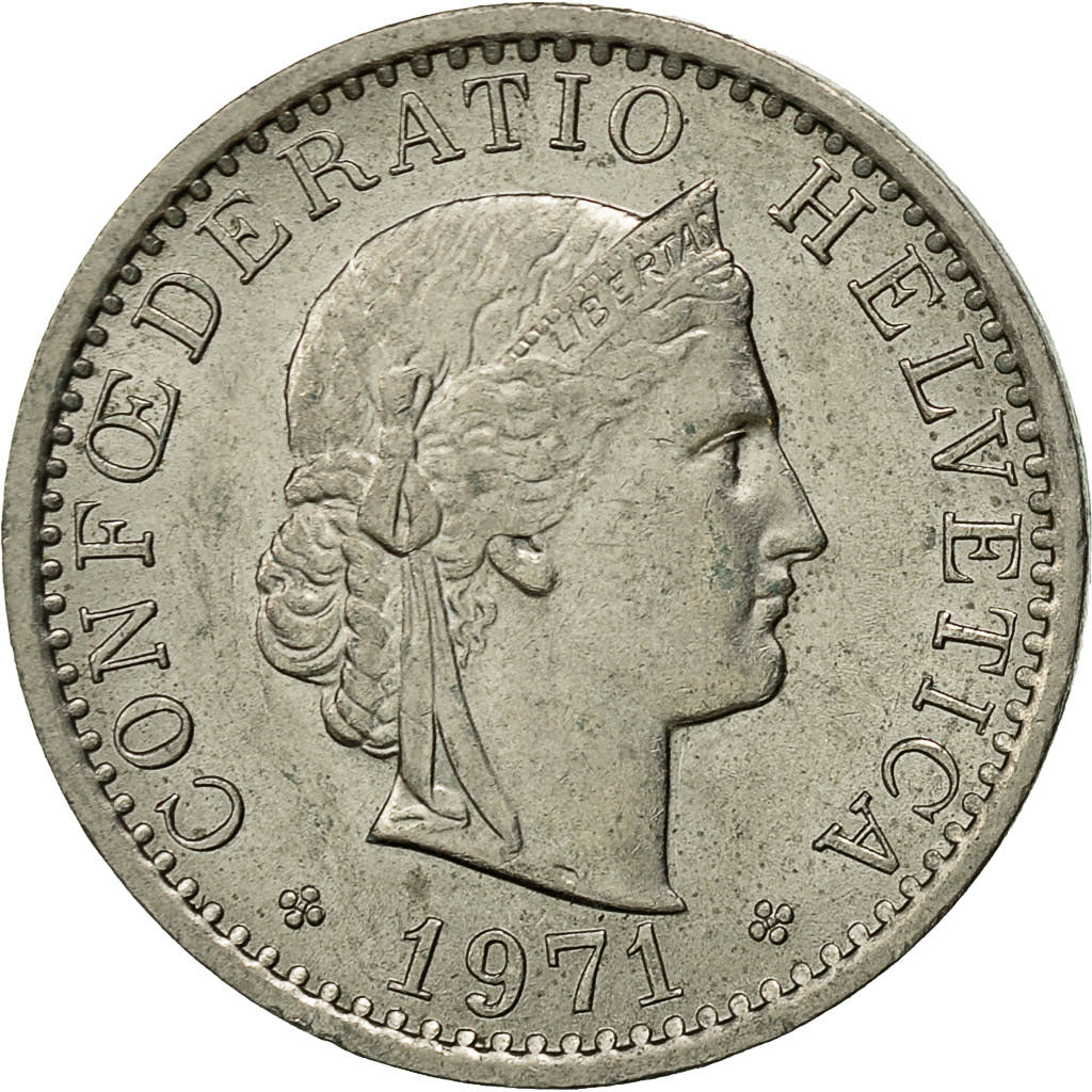 Moneda, Suiza, 20 Rappen, 1971, Bern, MBC+, Cobre - níquel, KM:29a