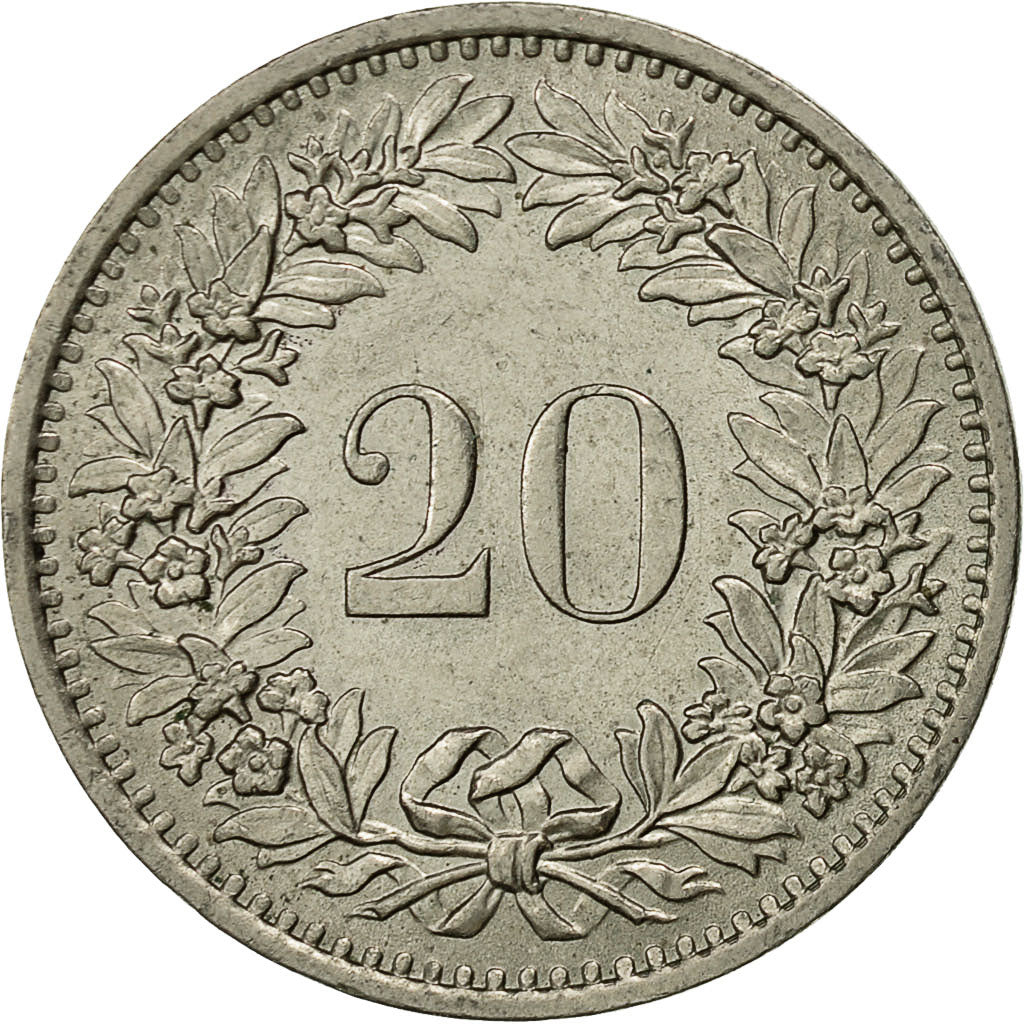 Moneda, Suiza, 20 Rappen, 1971, Bern, MBC+, Cobre - níquel, KM:29a