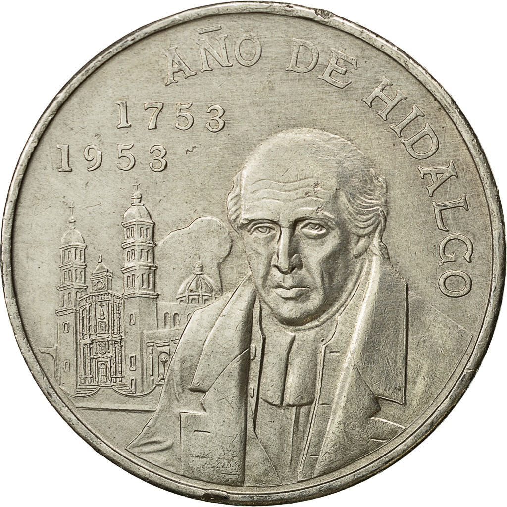 Coin, Mexico, 5 Pesos, 1953, Mexico City, AU(50-53), Silver, KM:468