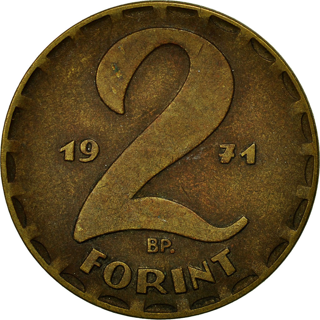 Coin, Hungary, 2 Forint, 1971, Budapest, EF(40-45), Brass, KM:591