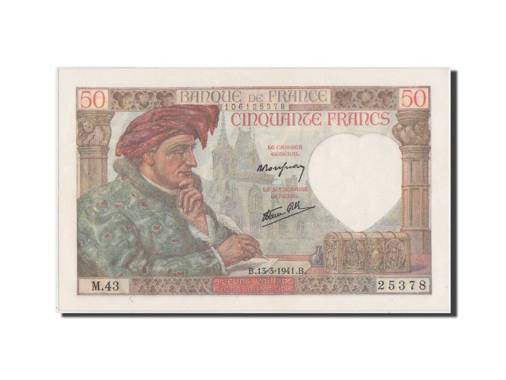 Billete, Francia, 50 Francs, 50 F 1940-1942 ''Jacques Coeur'', 1941, UNC