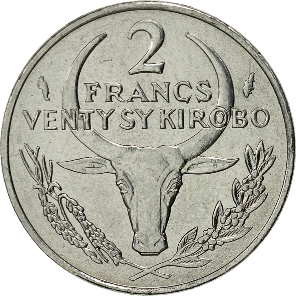 Moneta, Madagascar, 2 Francs, 1977, Paris, SPL-, Acciaio inossidabile, KM:9