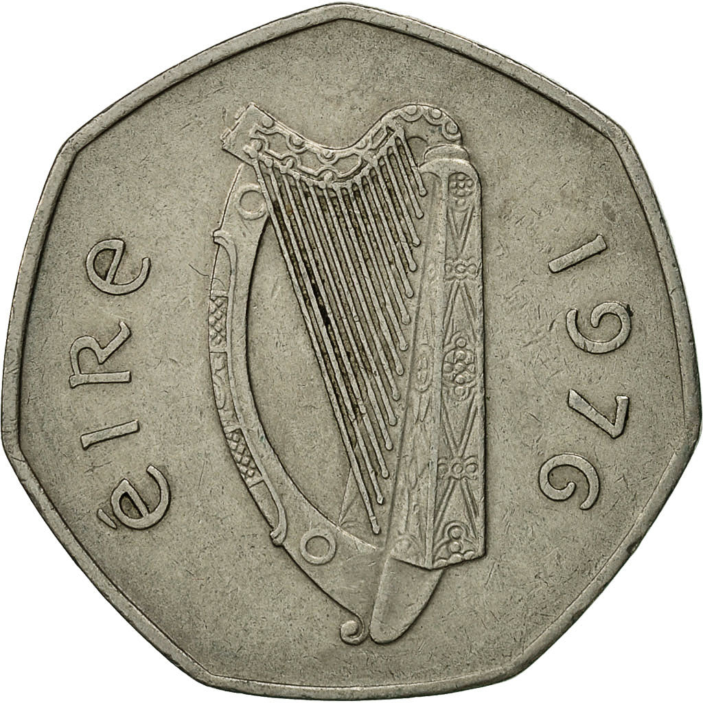 Coin, IRELAND REPUBLIC, 50 Pence, 1976, EF(40-45), Copper-nickel, KM:24