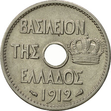 Greece, George I, 10 Lepta, 1912, AU(55-58), Nickel, KM:63