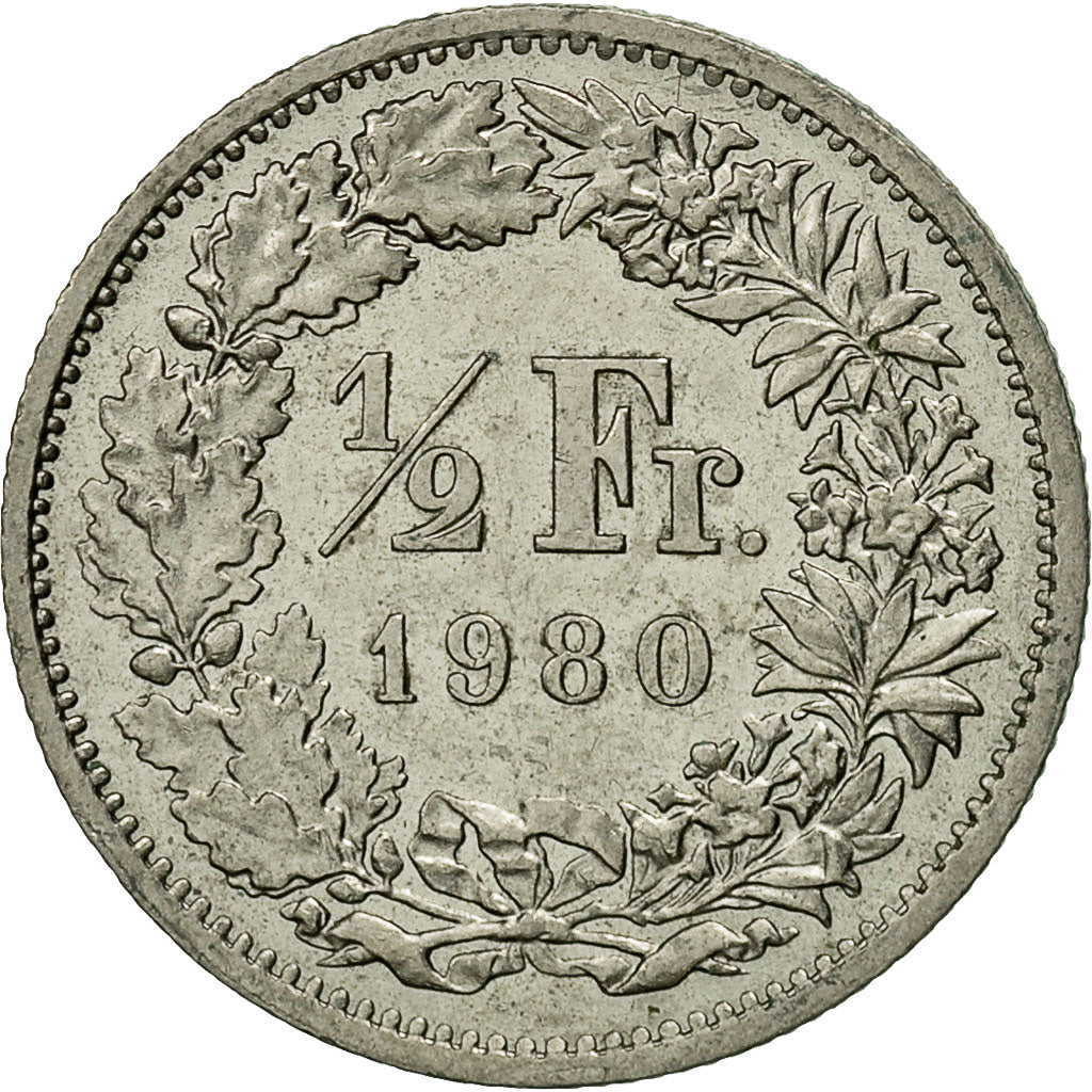 Monnaie, Suisse, 1/2 Franc, 1980, Bern, SUP, Copper-nickel, KM:23a.1