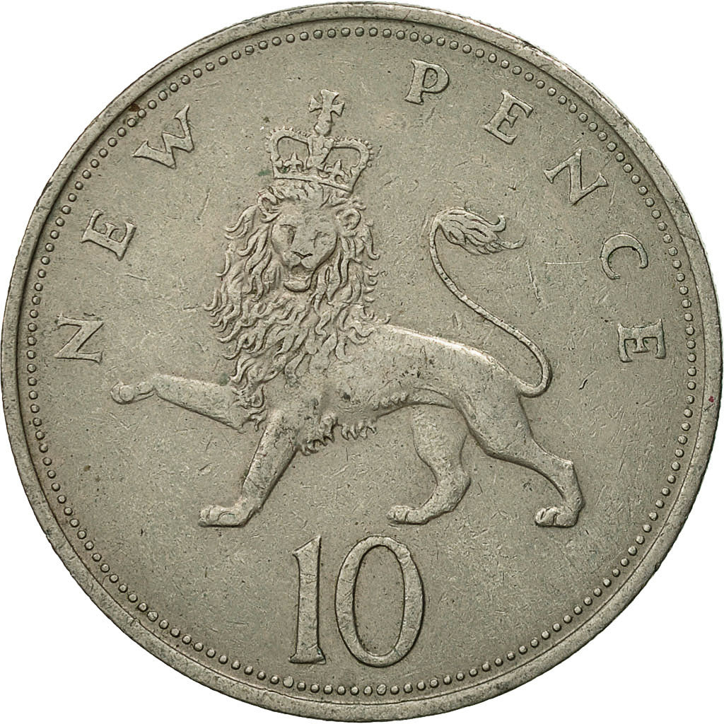Coin, Great Britain, Elizabeth II, 10 New Pence, 1970, EF(40-45), Copper-nickel