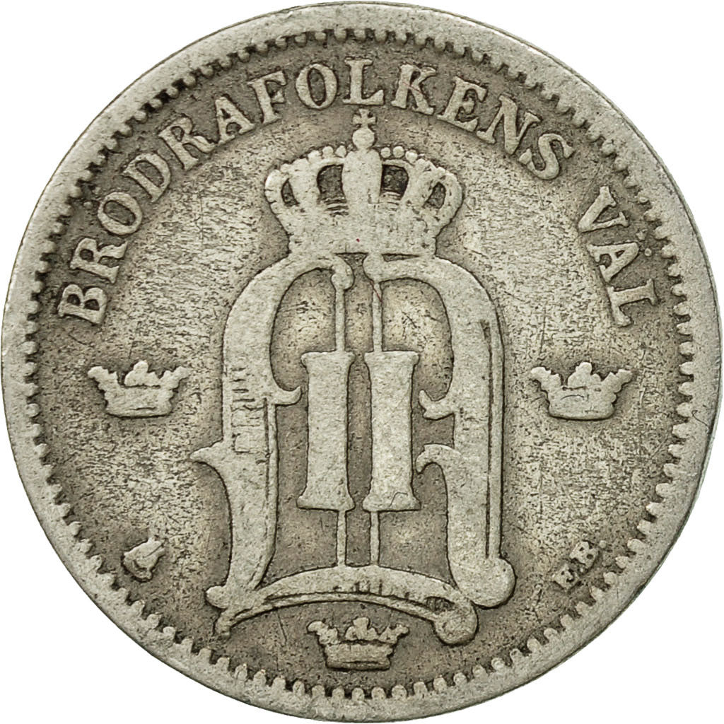 Sweden, Oscar II, 25 Öre, 1898, EF(40-45), Silver, KM:739